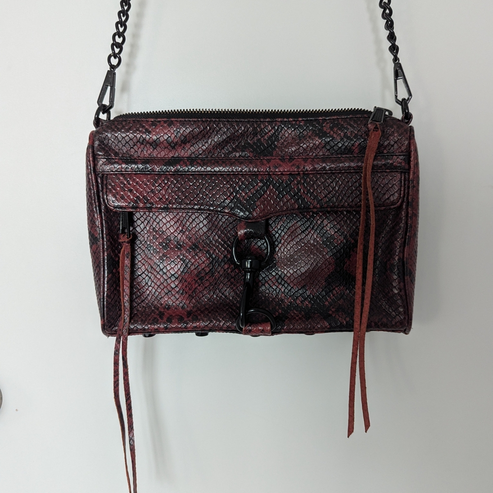 Rebecca Minkoff Maroon Snake Print Crossbody Bag